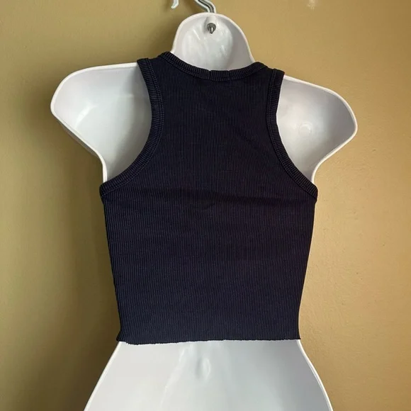 Garage Navy Cropped Tank Top - Picture 3 of 5